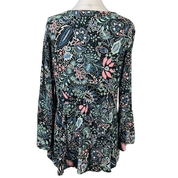 Torrid Babydoll Gauze Crochet Trim Lace-Up Top Boho Bell Sleeve Floral Print 2X - Picture 4 of 9